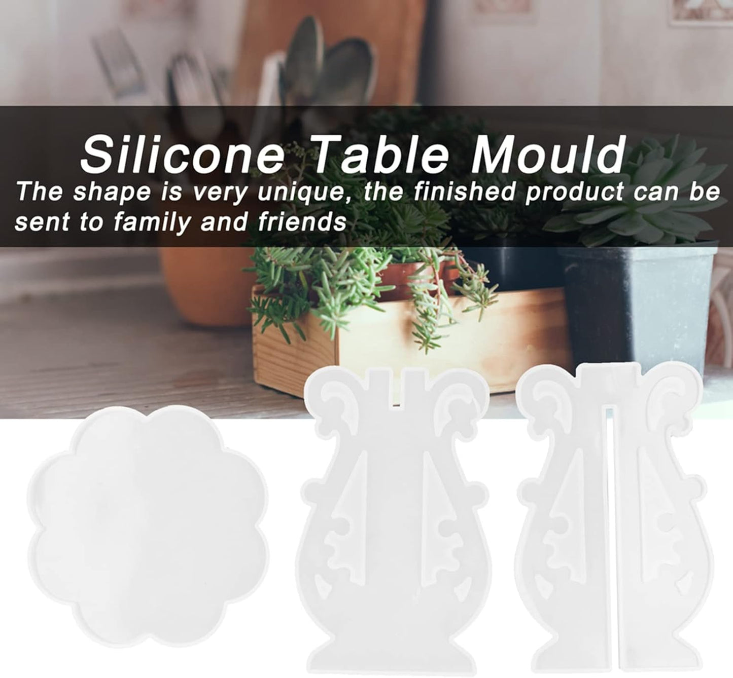 3Pcs DIY Silicone Flower Pot Shelf Mold Easy Demoulding Unique Shape Suitable for Resin Crafts (European Mold 60-732)