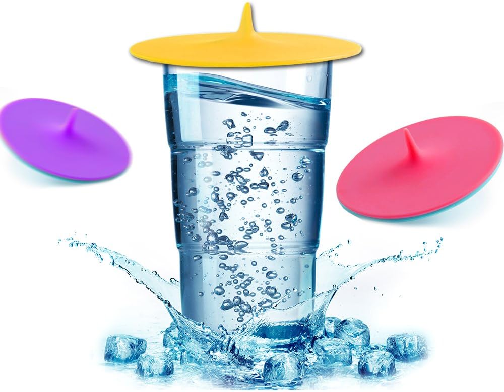 Silicone Cup Covers (Set of 4) ， Multicolored Silicone Lids for Mugs, Cups, Tea Pots,Flexible Mug Covers，Hot Cup Lids for Coffee & Tea
