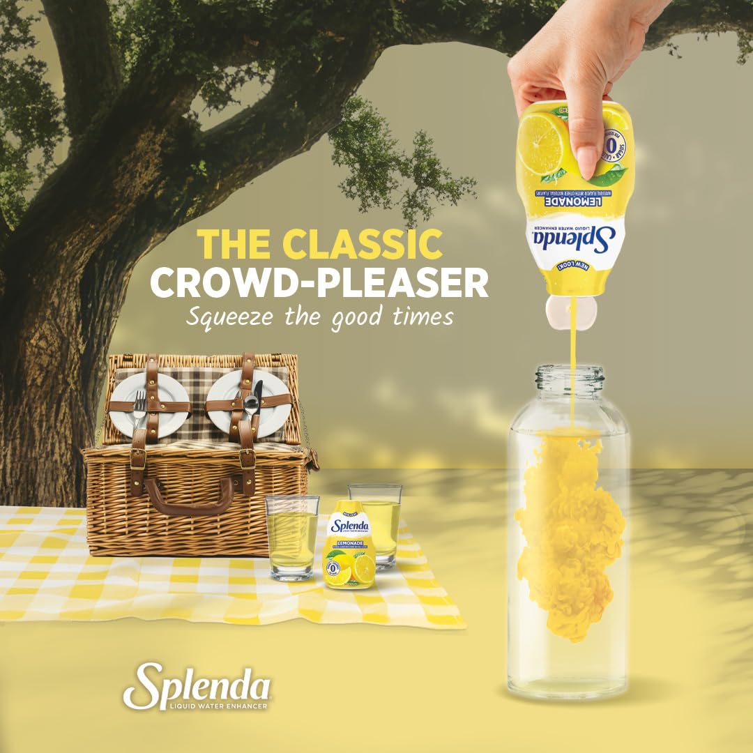 SPLENDA Liquid Water Enhancer Drops, Sugar Free, Zero Calorie, Natural Flavor, Concentrated Drink Mix, 3.11 Fl Oz Each Bottle (Lemonade, 2 Pack)