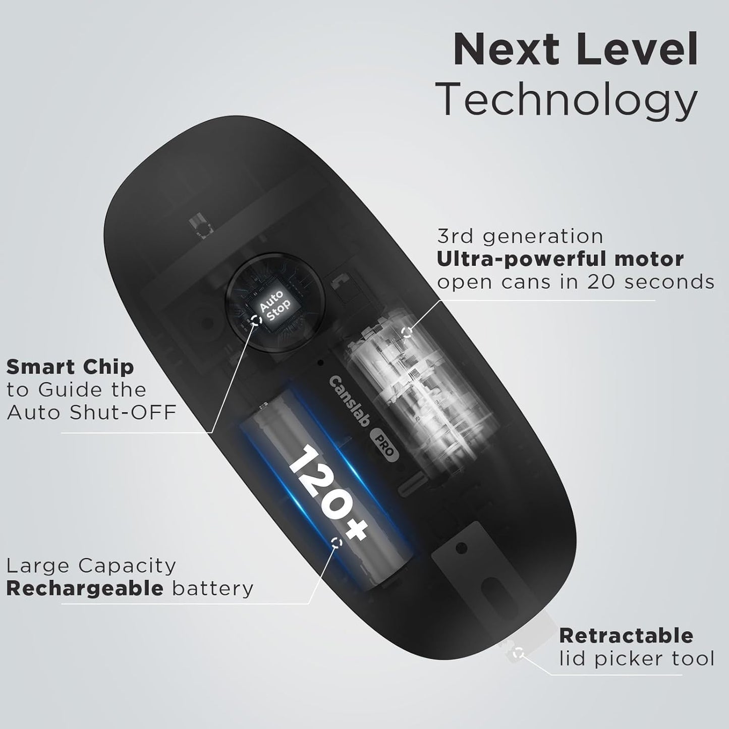 Ultrablade PRO Auto Stop Can Opener - Rechargeable Electric Can Opener for Kitchen for Seniors with Arthritis - One Touch Side Cut Opener, Smooth Edge, Lilac