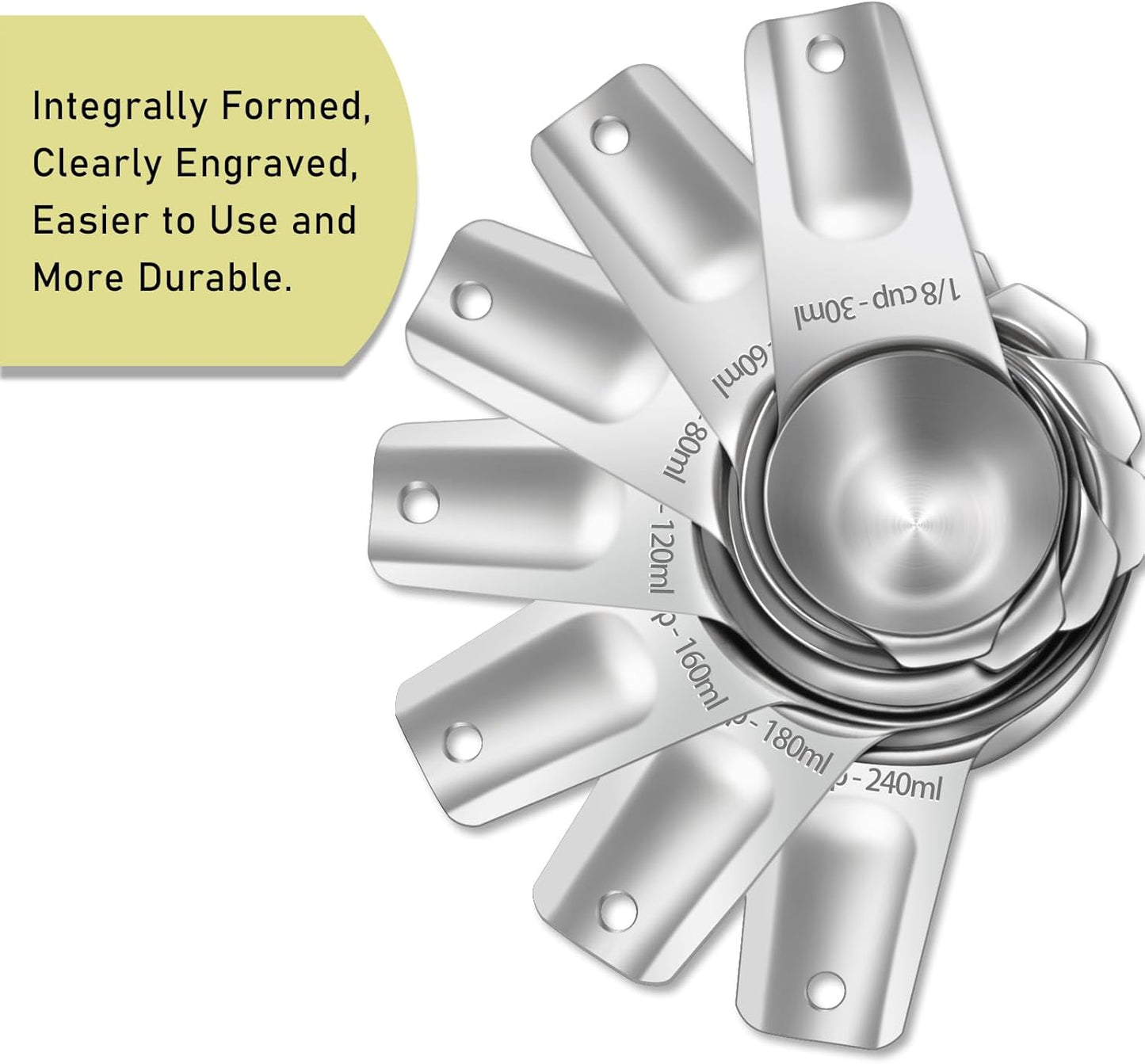 1PCS 3/4Cup (180ml, 6oz) Single Measuring Cup, Stainless Steel Measure Scoop, Metric and US Measurement, Heavy Duty, Dishwasher Safe