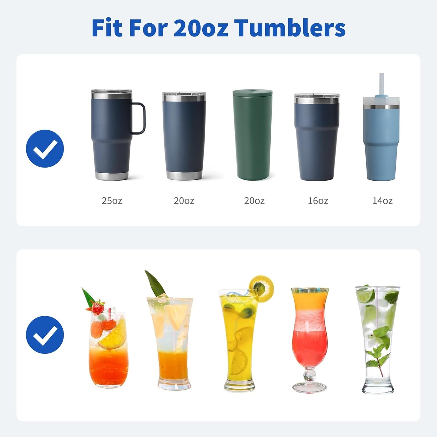 Metal Straws Reusable for 20 oz YETI Tumbler,5 Pcs Stainless Steel Straws Straight with Silicone Tip Drinking Straws for 20 oz Cup Tumbler