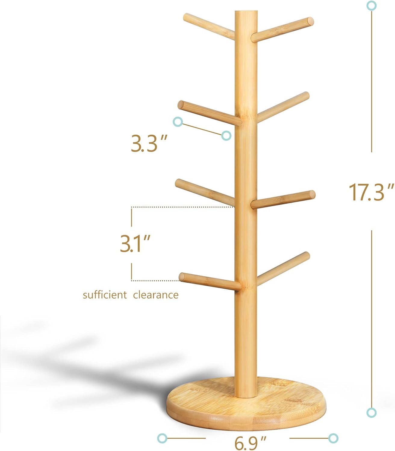 Lorbro Coffee Mug Tree with 8 Hooks, Mug Tree Stand, Wood Coffee Cup Holder, Countertop Mug Tree, Mug Stand Kitchen Organizer, Cafe Accessories Decor & Kitchen Organizer Storage Stand