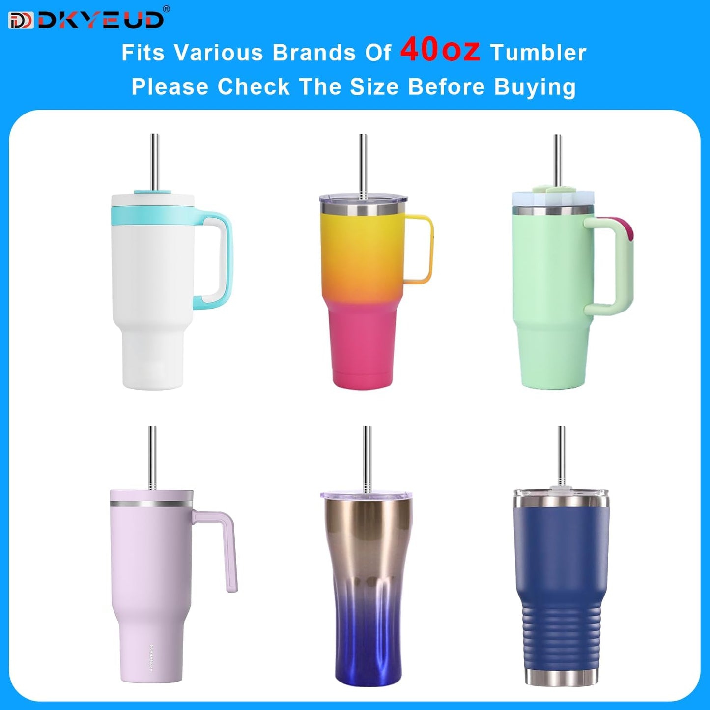 Newly Upgraded Extra Long 12In Metal Straws Reusable Set 12 PCS,BPA Free, Eco-Friendly Stainless Steel Straws Fit 40 oz Tumbler,for Hot/Cold Drinks