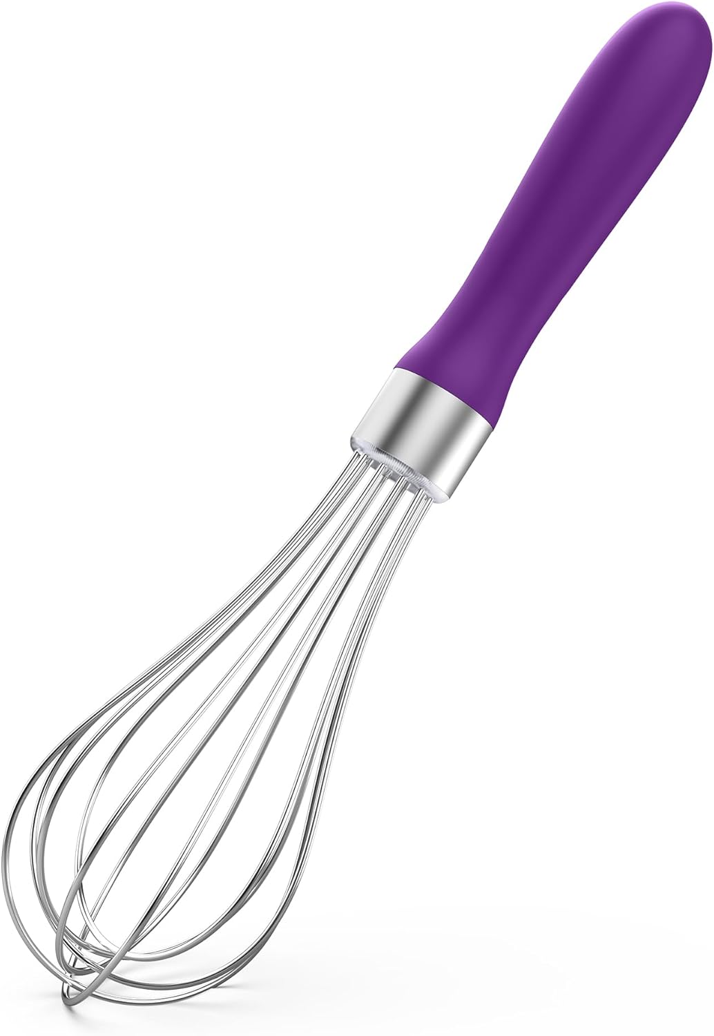 U-Taste 9" Small Egg Whisk: 18/10 Stainless Steel Kitchen Cooking Wire Balloon Wisk, Heavy Duty Metal Beater Stirrer, Manual Baking Tool with 6 Flex Wires for Hand Mixing, Blending Sauce (Purple)