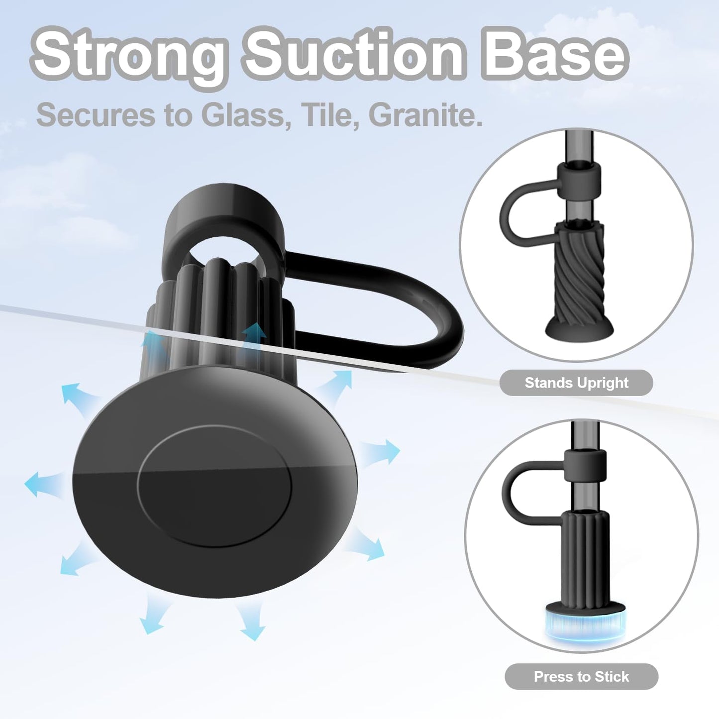 YOTIME Silicone Straw Covers Cap, 6 Pcs Reusable 0.39in/10mm Suction Cup Straw Toppers for Stanley Cup 40 30 oz, Black