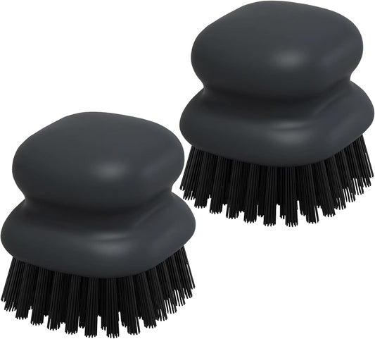 2Pack Dish Scrub Brush, Palm Brush Dish Scrubber with Ergonomic Grip, Kitchen Scrub Brushes for Cleaning for Pans, Pots, Kitchen Sink Cleaning-Black