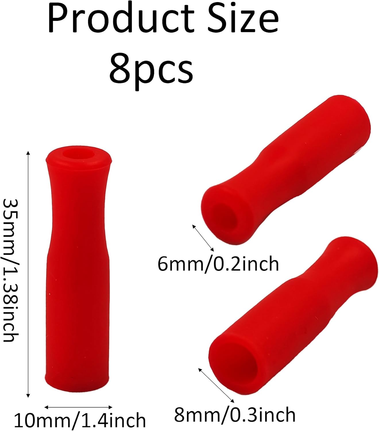 pson 8Pcs Silicone Straw Tips, Food Grade Reusable Anti-Scald/Cold Straw Covers Fit for 8mm Stainless Steel Straws(Red)