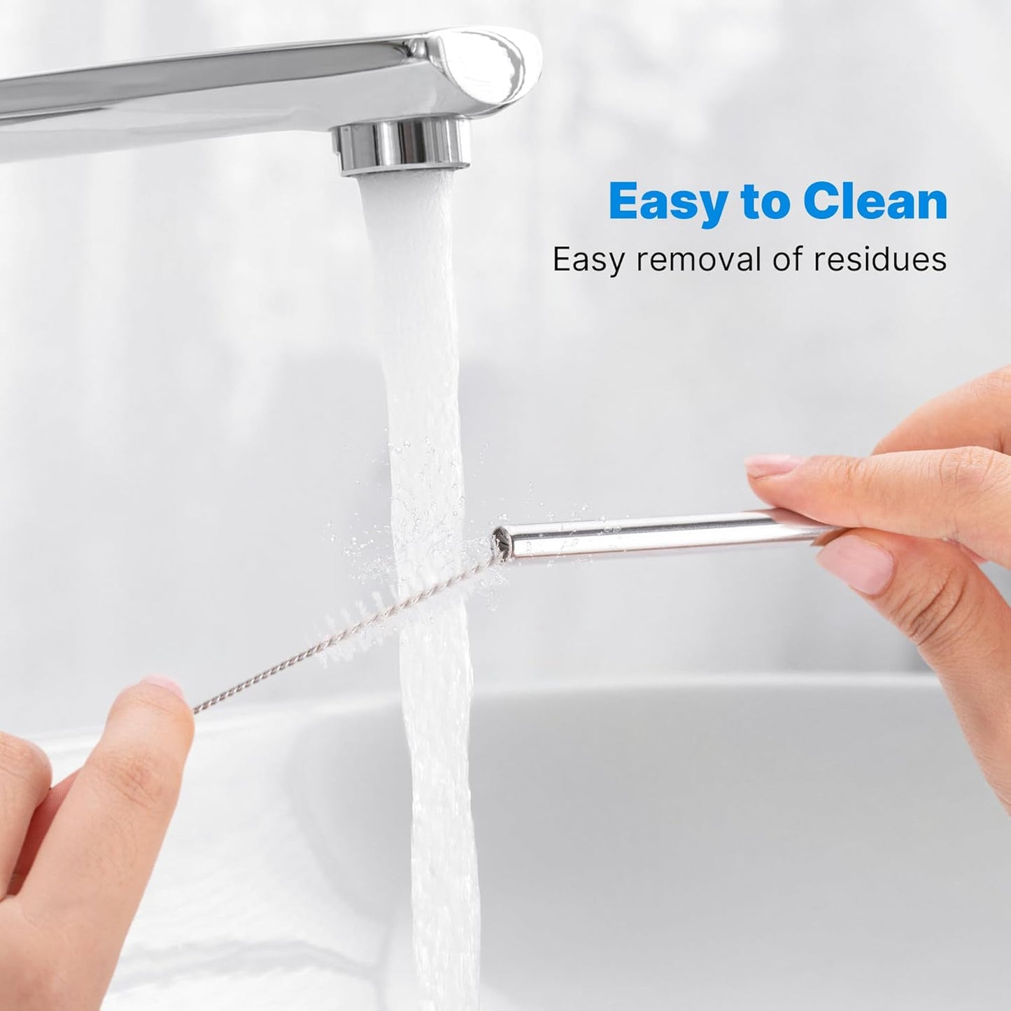 Metal Straw with Silicone Tip for 30oz Stanley Cup, 2 Pcs Stainless Steel Straws Replacement for Stanley 30 oz Adventure Quencher Travel Tumbler Cup, 1 Straw Brush (Light Pink)