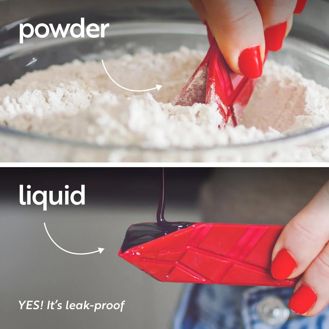 POLYGONS FLAT 3-IN-1 FOLDING MEASURING SPOONS | 2 Spoons with 6 Different Sizes (Green)