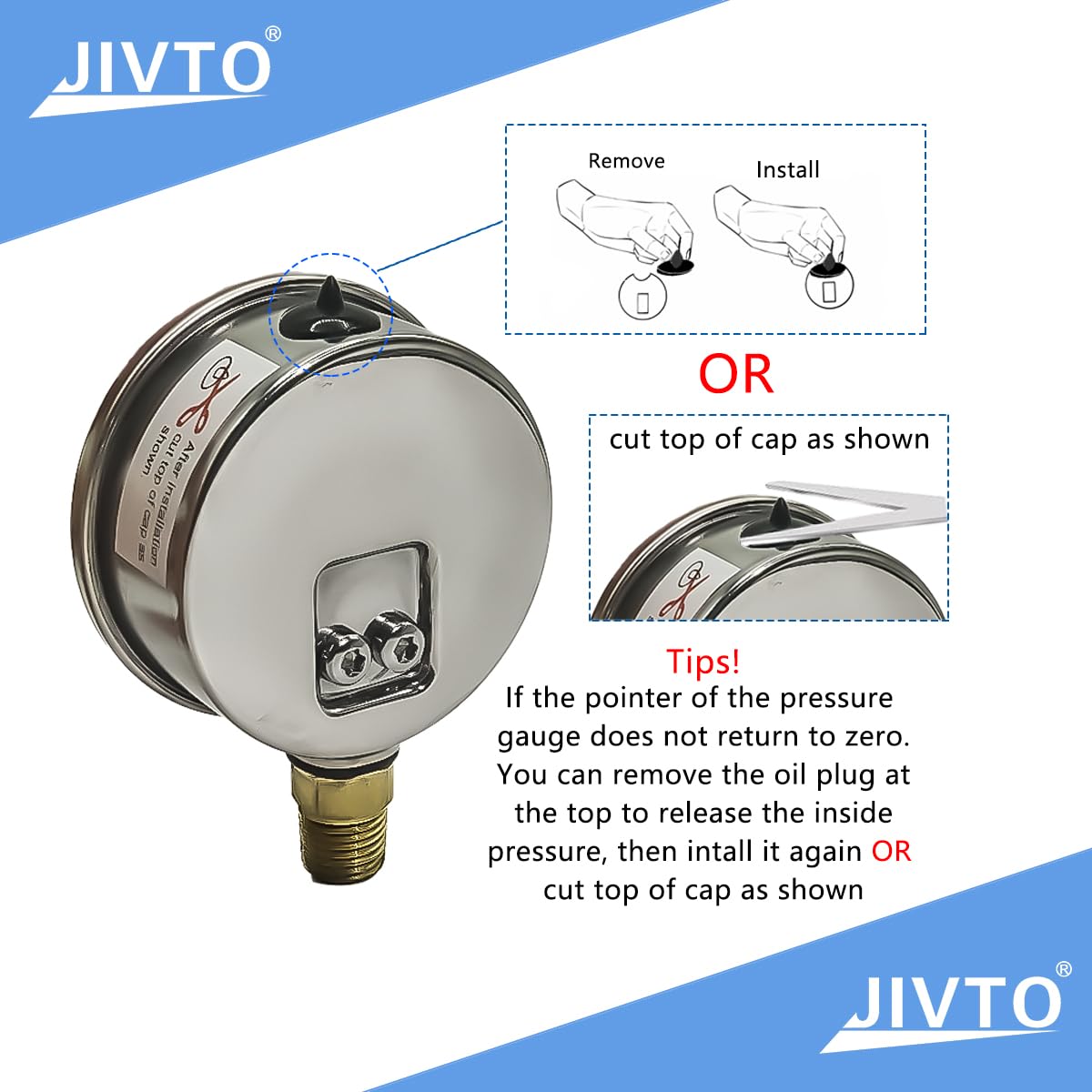 Pressure Gauge,Glycerin Liquid Filled,2.5" Dual Scale Dia,0-15 psi/bar/kpa,1/4" NPT Male Brass Connection,Lower Mount, Stainless Steel Case,for Pneumatic,Pump,Hose,Well Tank,Gas Air Water Oil