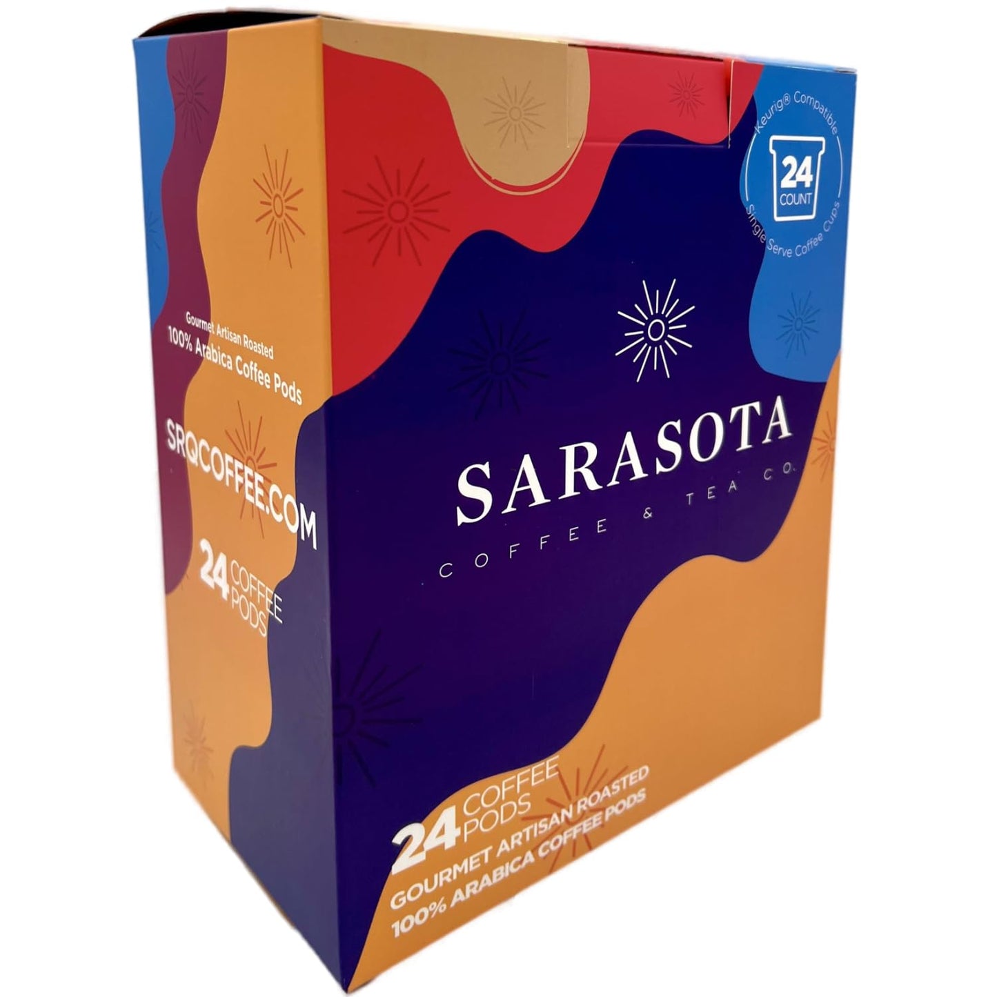 Sarasota K-Cup Coffee Pods | Medium Roast Flavored Coffee | Cinnamon Pecan Brownie | Single Serve for Keurig Brewers | Gourmet, Low Acid, Mold Free | 24 Count
