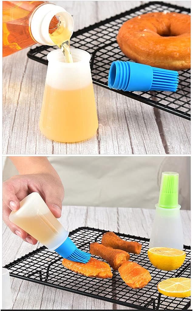 Silicone Oil bottle brush，BBQ/Pastry Basting Brushes,Silicone Cooking Grill Barbecue Baking Pastry Oil/Honey/Sauce Bottle Brush (4 PCS,green)
