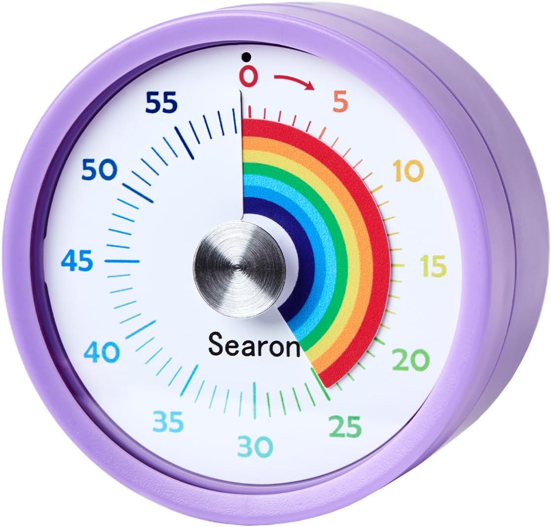 Searon Kitchen Timers for Cooking, Magnetic Visual Timer for Kids Teachers Classroom School ADHD Autism Oven or Adult with Special Needs (Purple)