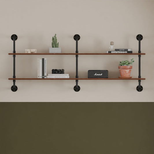 Floating Shelves Wall Bookshelf Industrial Pipe Shelving Shelves Real Wood Planks 70 inch Rustic Wall Shelves Hanging Bookshelves Farmhouse Kitchen Bar Shelving