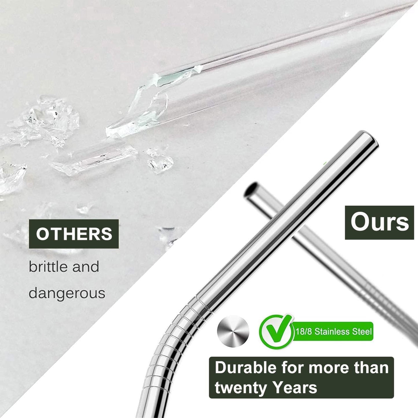 12" Stainless Steel Straws Replacement for Stanley Adventure Quencher 40 oz 30 oz Cup Tumbler, 4 Pack Metal Straws Reusable with Cleaning Brush for Stanley 40 oz & Simple Modern Tumbler with Handle