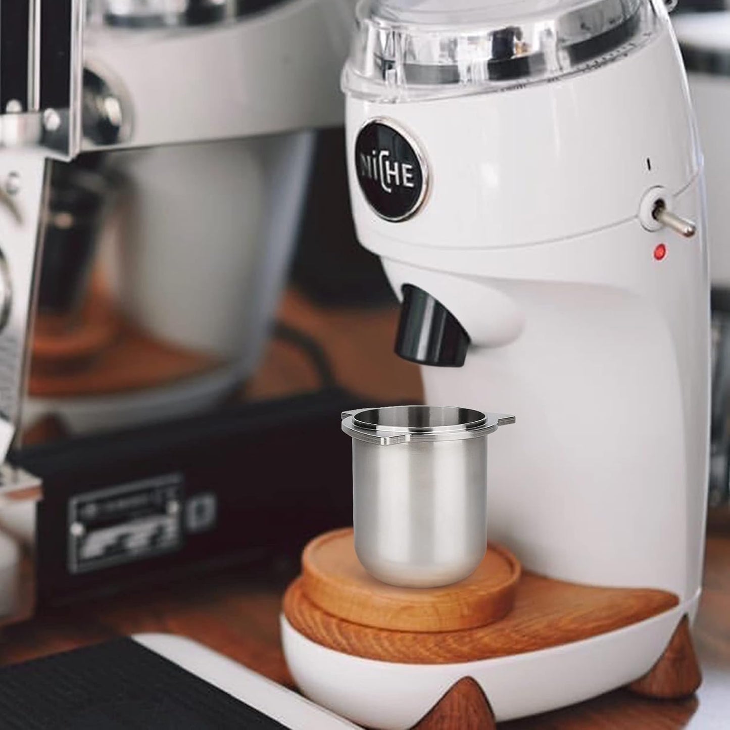 FIRJOY 53.3mm Dosing Cup - Fits Breville 54mm Portafilters (Stainless Steel-Silver)