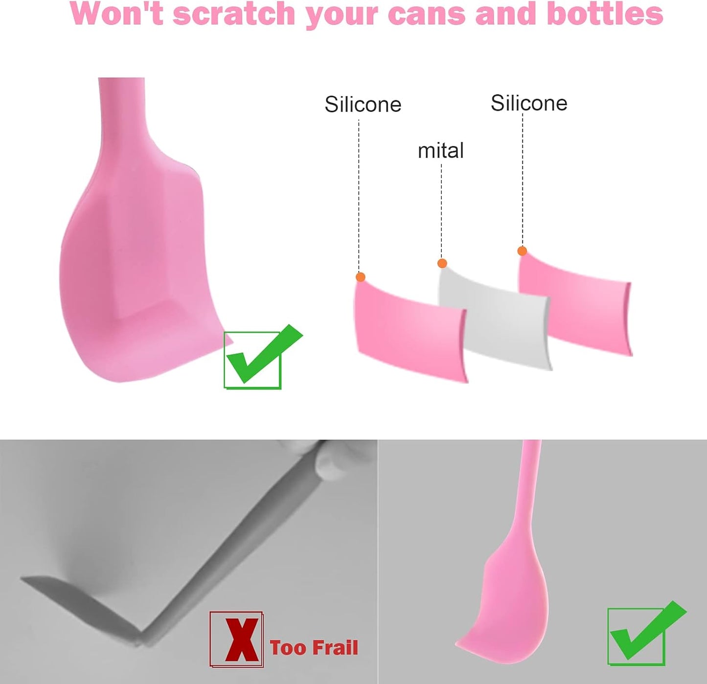 Silicone Spatula Set 6 Pack 8.5 inch Small Rubber Spatula Heat Resistant Mini Silicone Spatula Non-Stick Flexible for Baking Cooking Mixing and Kitchen Use