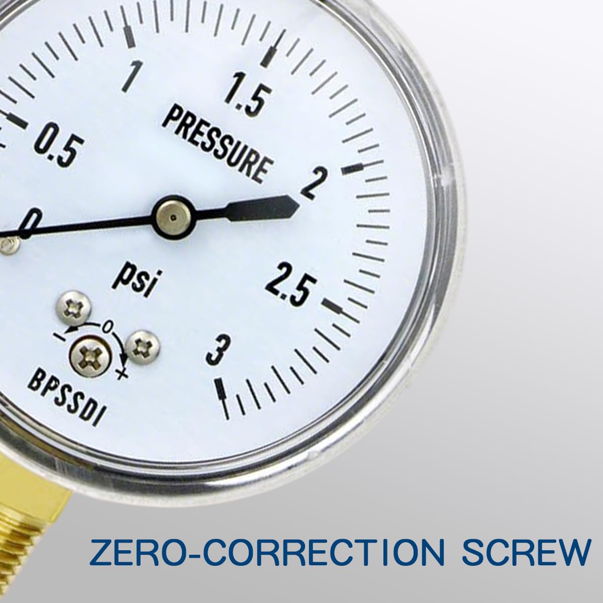 0-3 Psi Low Pressure Gauge, Capsule Gauge, 304 Stainless Steel Case, 2.5" Dial Size, 1/4" NPT Lower Mount, Zero Adjustment, for Air Water Gas Pressure Test