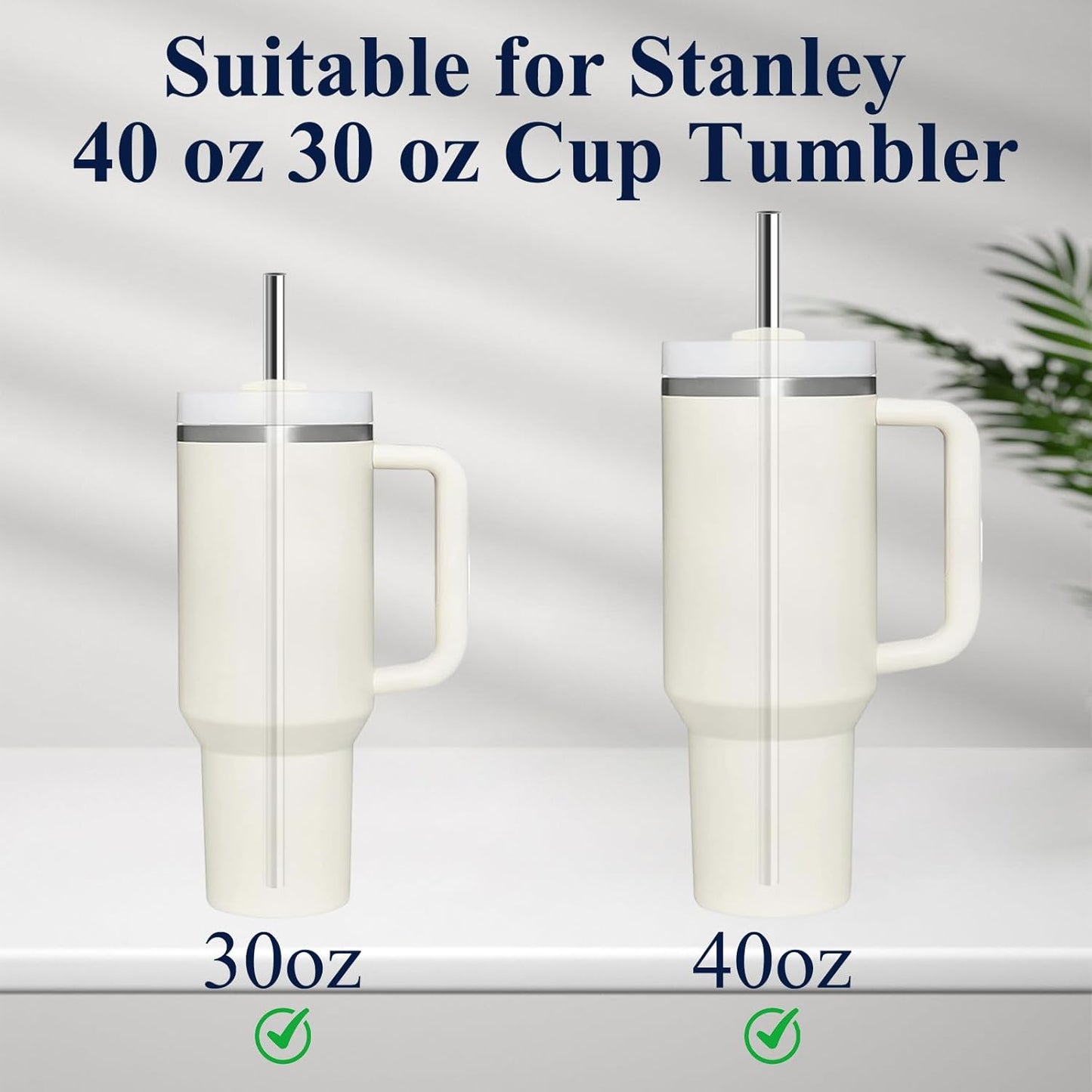 6 Pack Stainless Steel Straw Replacement 40 oz and 30ozfor Stanley Tumbler，6 Straight Reusable Straws with 2 Cleaning Brush Compatible with Stanley 40oz Stanley Cup Tumbler