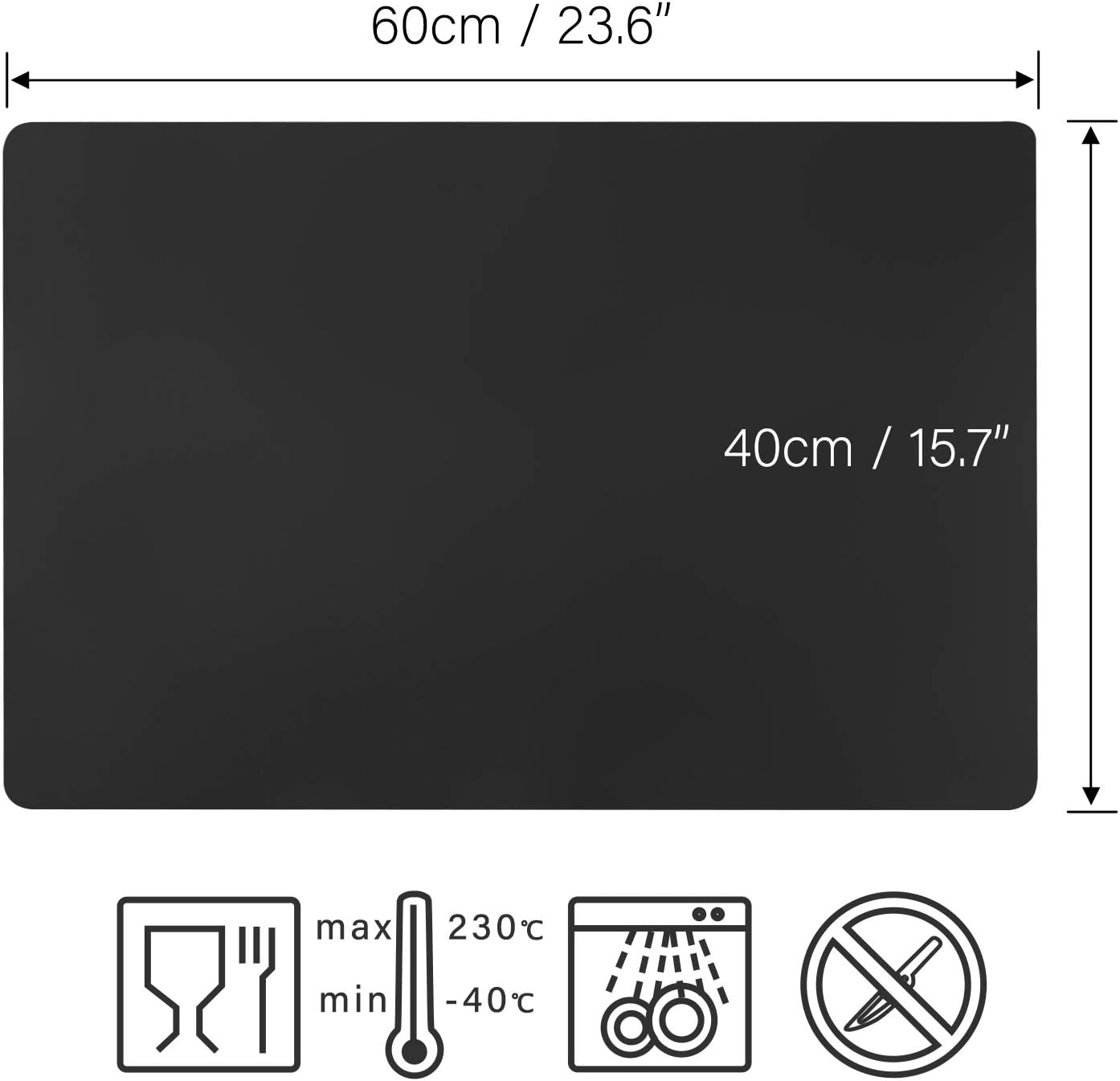 Gartful Black Extra Large Silicone Mat, 23.6 x 15.7 inches Silicone Craft Sheet, Resin Casting Molds Mat, Countertop Protector, Placemat Table Saver Pad, Reusable Nonstick Nonskid