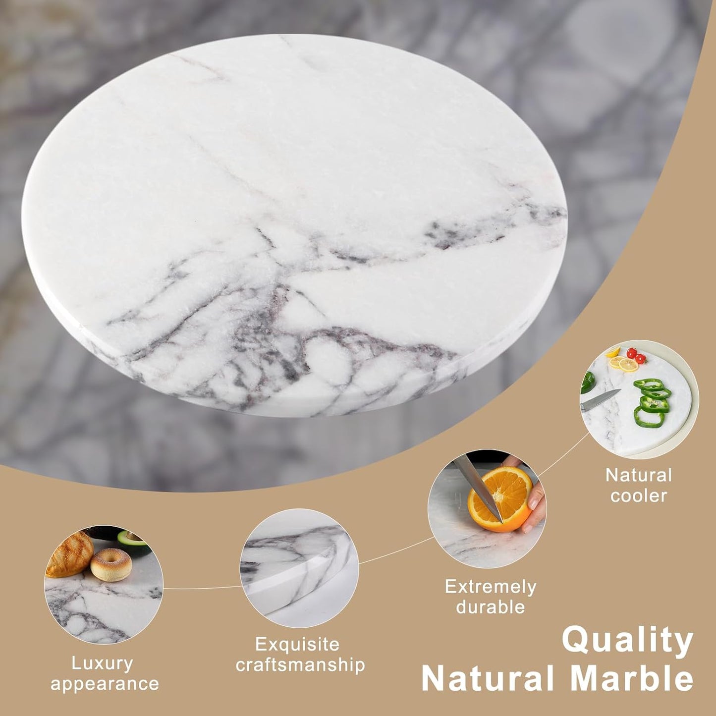 Koville Milas Lilac Marble Cutting Board for Kitchen, 16" Large Marble Cheese Serving Board for Baking, Charcuterie, Pastry, Trivet, Non-Stick Heat Resistant Stone Cutting Boards for Kitchen Counter