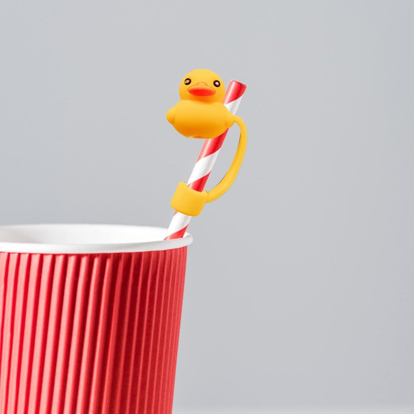 4Pcs Yellow Duck Shape Cute Cartoon Straw Silicone Straw Plug, Straws Decorative Cap Staw Tips Bottle Accessories Kitchen Utensils and Gadgets