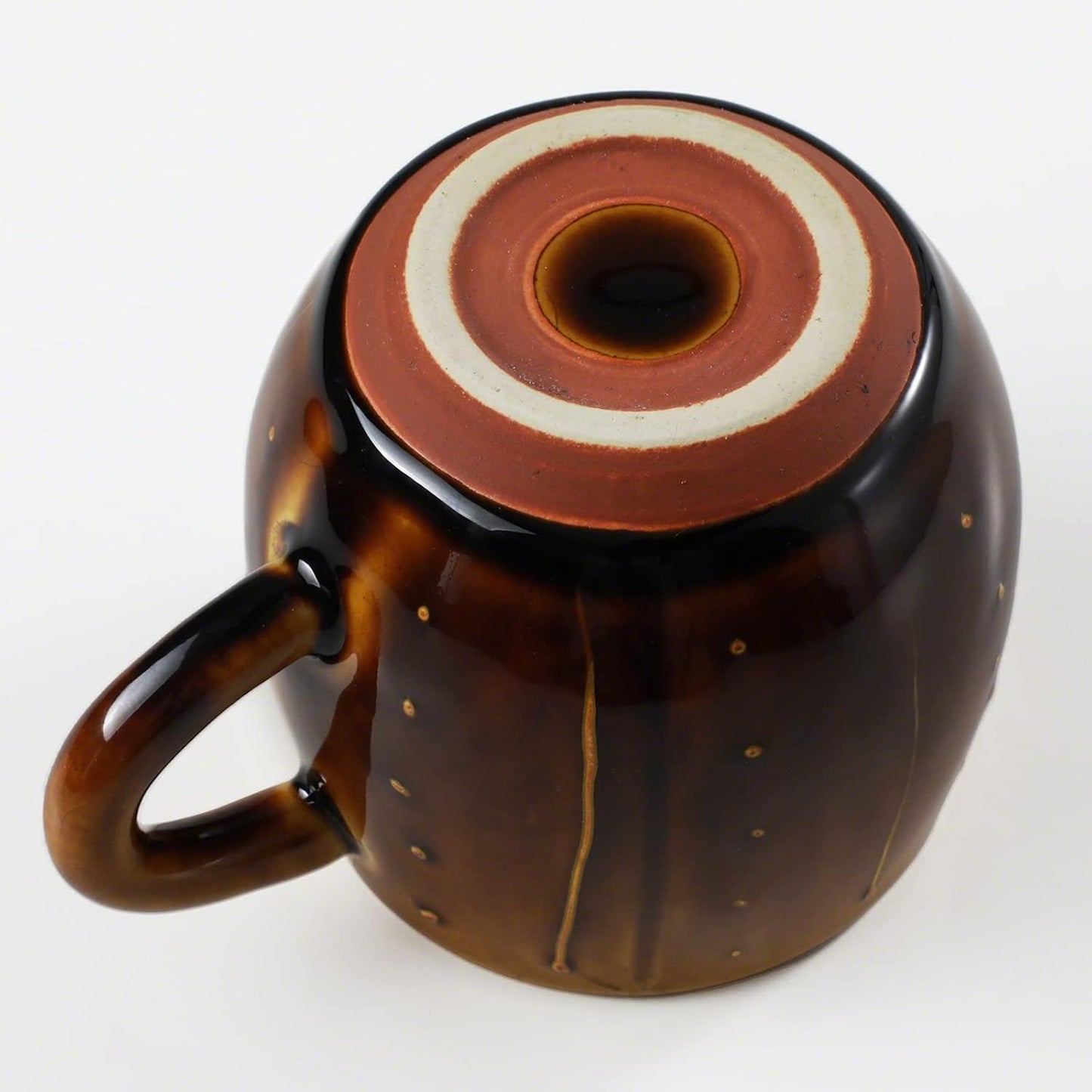 Asayu Japan Ceramic Coffee Pour Over Maker Set in Caramel, Slow Brewing Paper Filter Holder and Dripper with 3 Holes for Coffee and Tea - Accessory Ceramic Mug