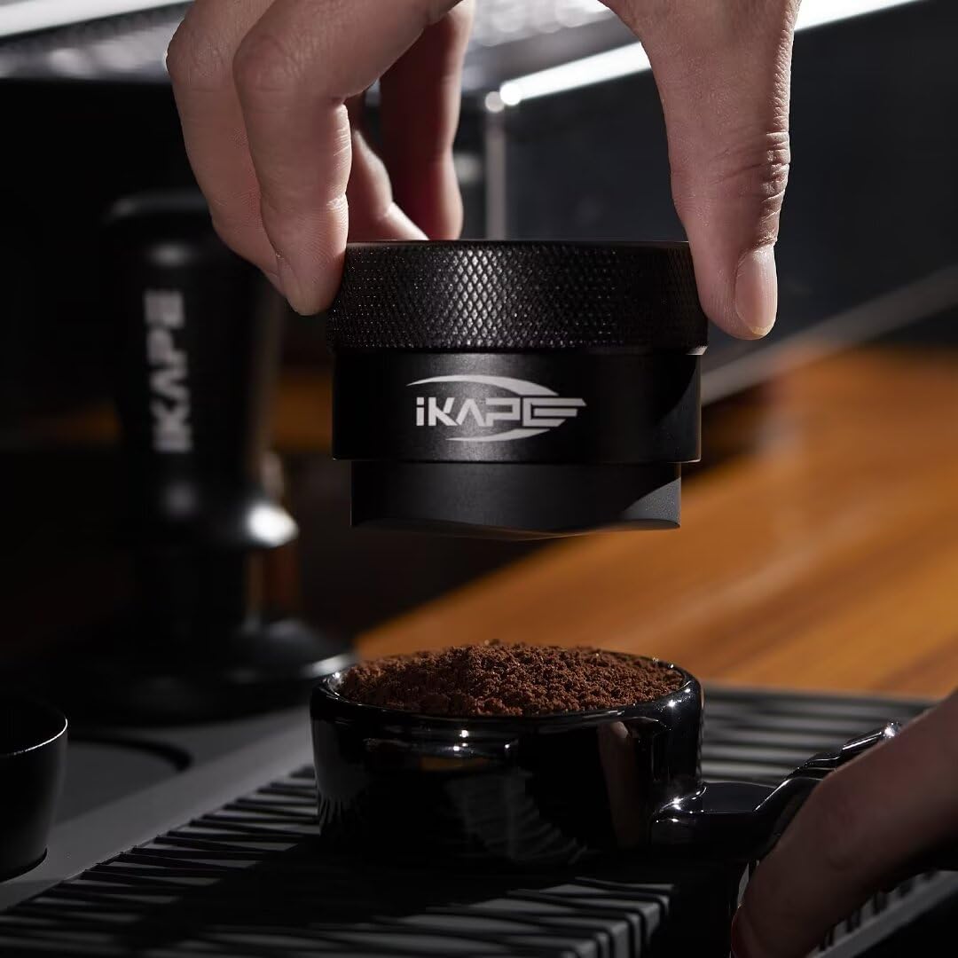 IKAPE 58MM Coffee Distributor, Black Design of Bottom Propeller, Gravity Adaptive Espresso Distributor Fits All 58.35MM Espresso Portafilter, Compatible with 58.35MM Rancilio Bottomless Portafilter