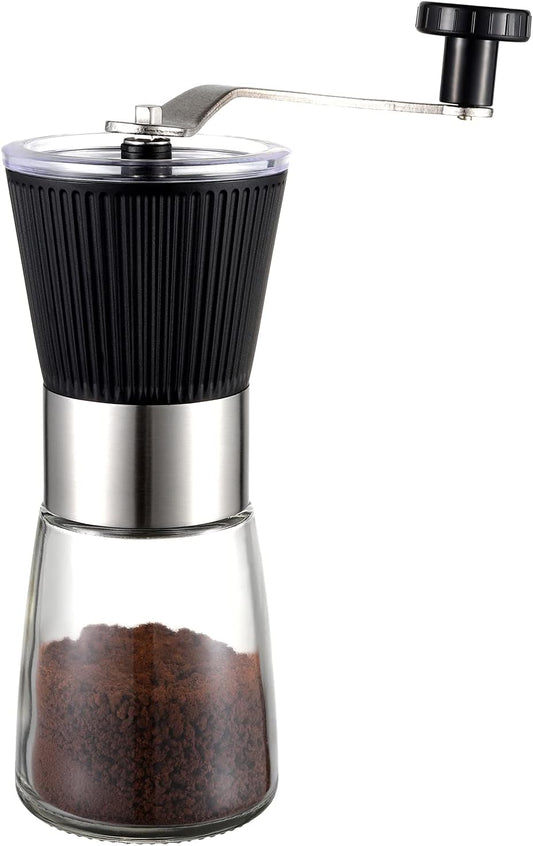 Manual Coffee Grinder, Hand Grinder Coffee Mill with Adjustable Conical Ceramic Burr for Aeropress, Espresso, Filter, French Press, Coffee Beans Grinder - Capacity 160ml (Black)