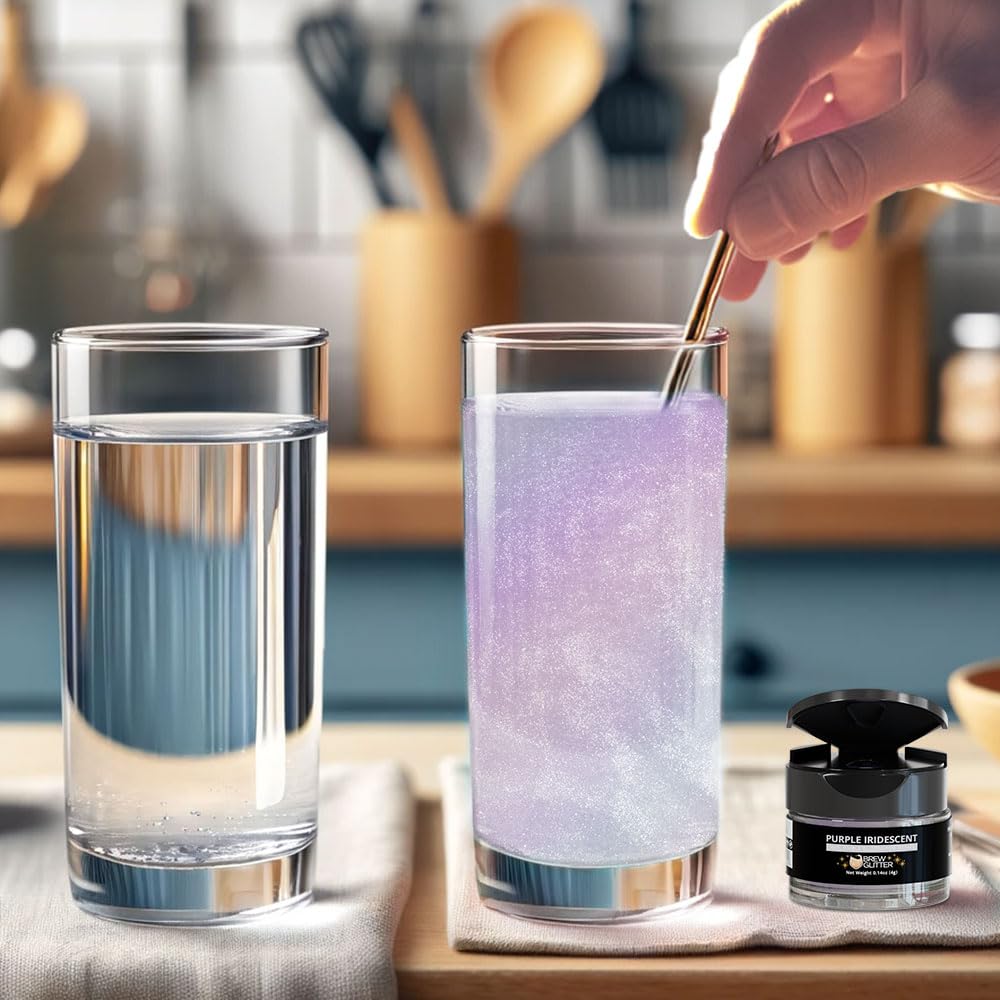 Purple Iridescent BREW GLITTER Edible Glitter For Drinks, Cocktails, Beer, Garnish Glitter & Beverages | 100% Edible & Food Grade | Vegan, Gluten, Nut Free (25g Spray Pump, Purple Iridescent)