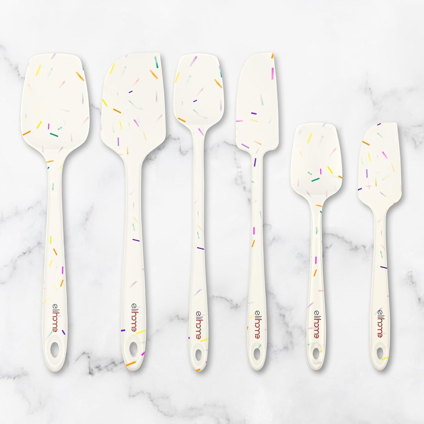 Elihome Classic Silicone Spoonula - Non-Stick Heat Resistant Silicone Scraper Spatula for Mixing, Serving, Scraping, Stirring, and More - 11 Inch, Sprinkles