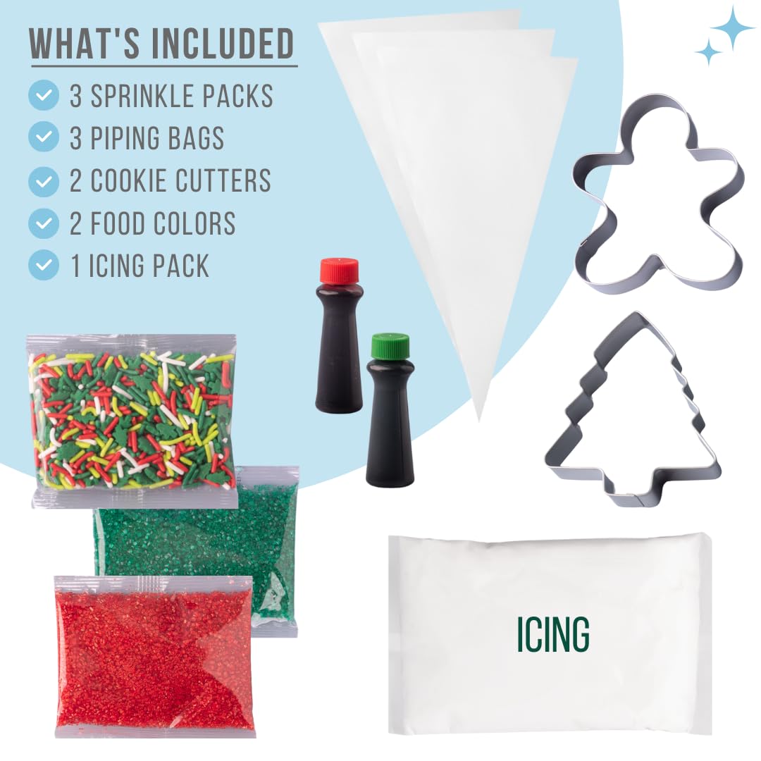 Sweets Indeed Frosting Kit plus Sprinkles Frosting Tubes nozzles 11.71 ounces Perfect for baking and cookie decoarting (Xmas Decorating Kit)