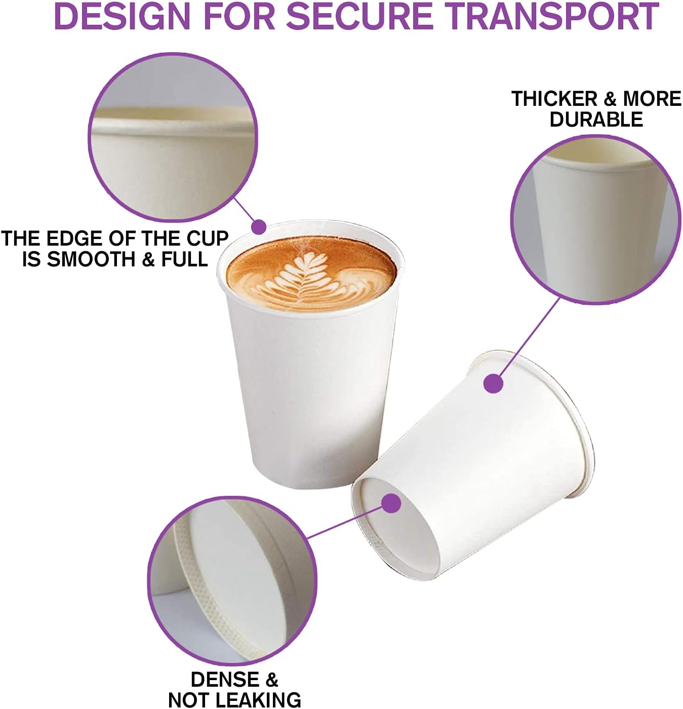 Smygoods White Disposable Paper Coffee Cups (6 OZ, 100 Count) For Hot Beverages, Tea, Espresso, Cocoa - To Go Drink Containers, Café & Office