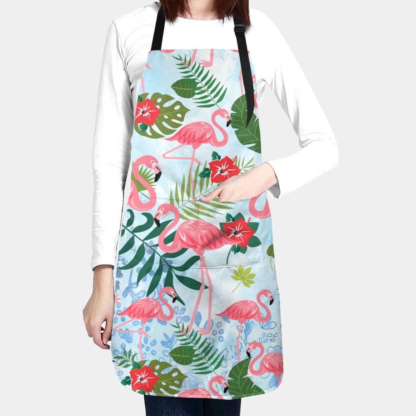 Flamingo Apron Baking Aprons Novelty Cooking Chef Gift Bbq Grilling With 2 Pockets Kitchen Apron