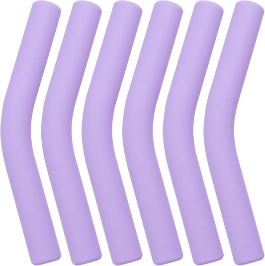 6Pcs Metal Straw Silicone Tips 5/16 IN Wide(8mm Outer Diameter) Food Grade Rubber Straw Covers Flex Elbow Straw Replacement Tip for Stainless Steel Metal Straws, light-purple