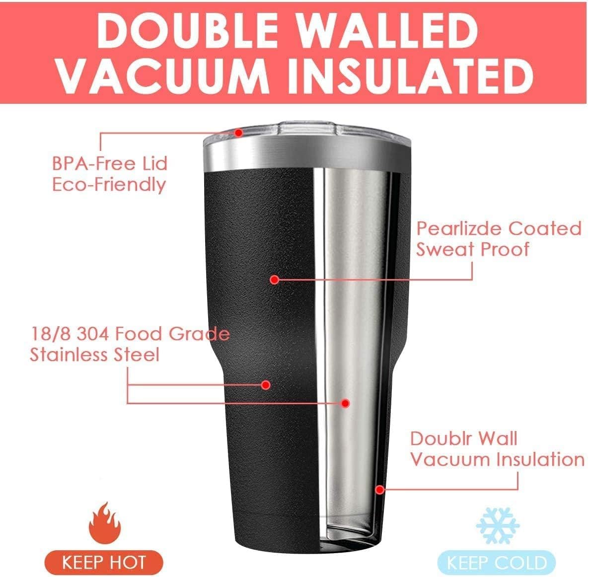 30oz Stainless Steel Travel Mug with Lid, 8 Pack Double Wall Vacuum Insulated Bulk Tumbler, Powder Coated Coffee Cup Suitable for Vehicle Cup Holders(Black)