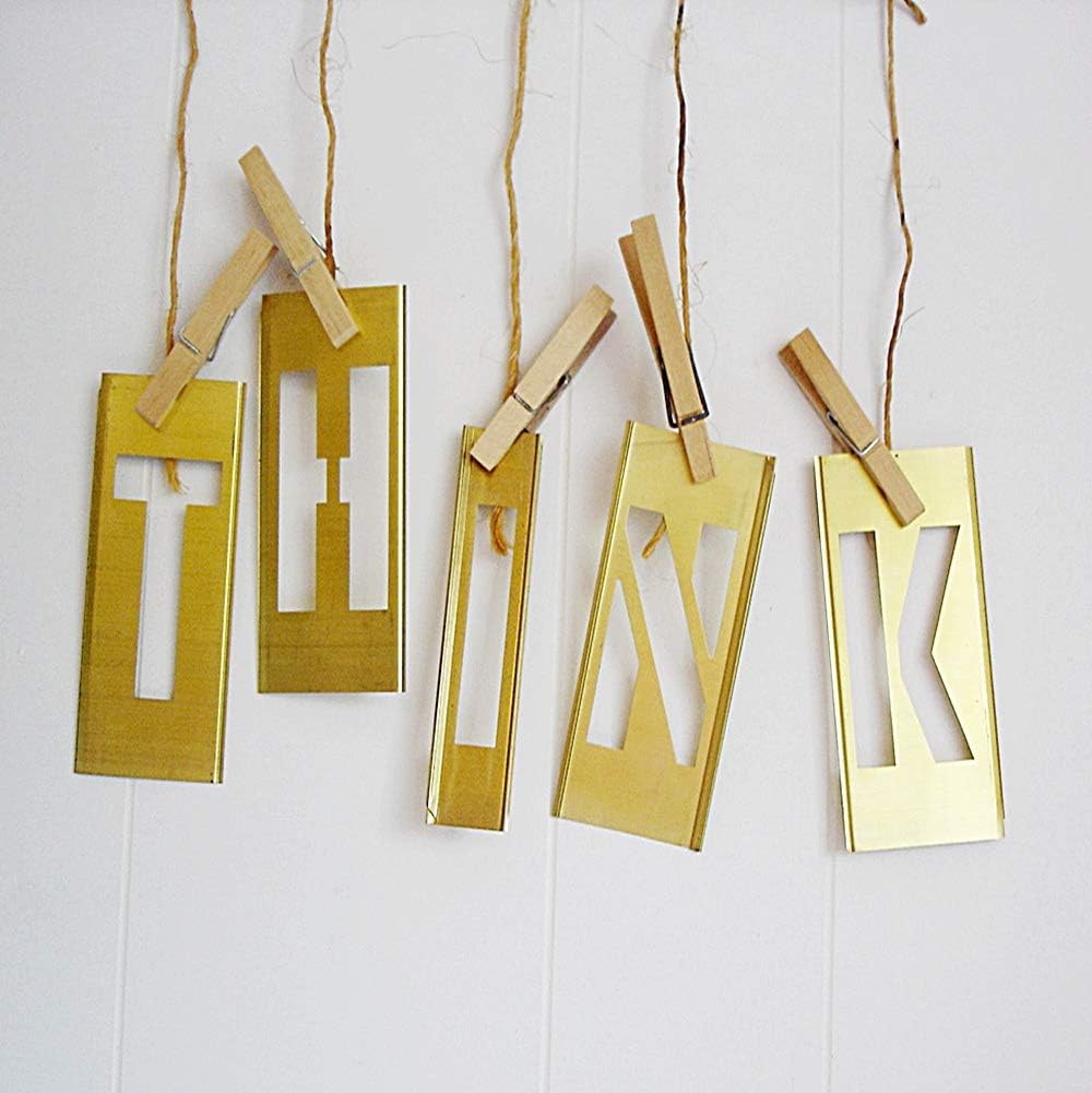 Deezio 1" Brass 46 Pieces Interlocking Stencil Set of Numbers and Letters Kit