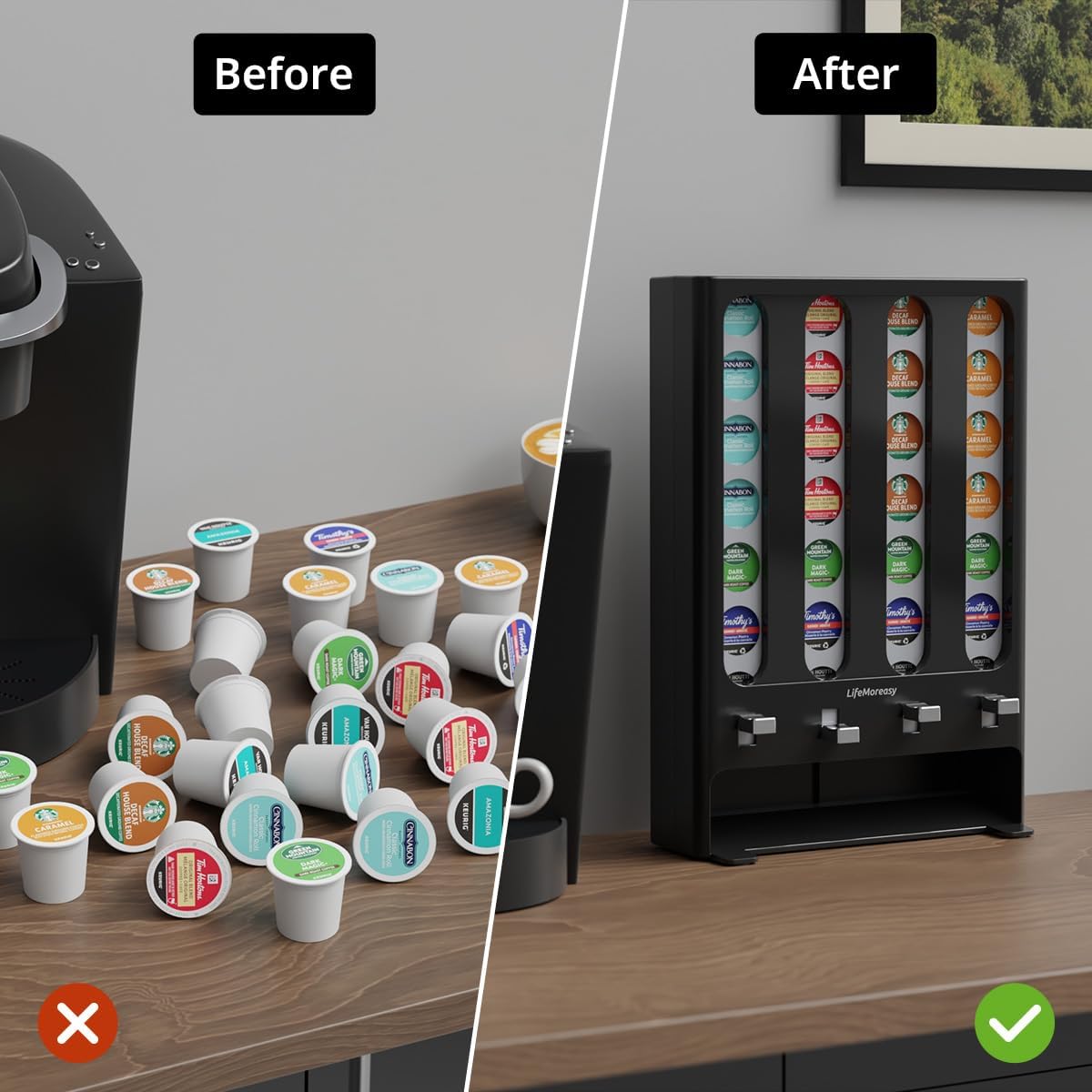 K Cup Holder Creative Coffee Pods Storage Stand Vending-Style K Pod Dispenser K Cup Organizer for 28 Pods
