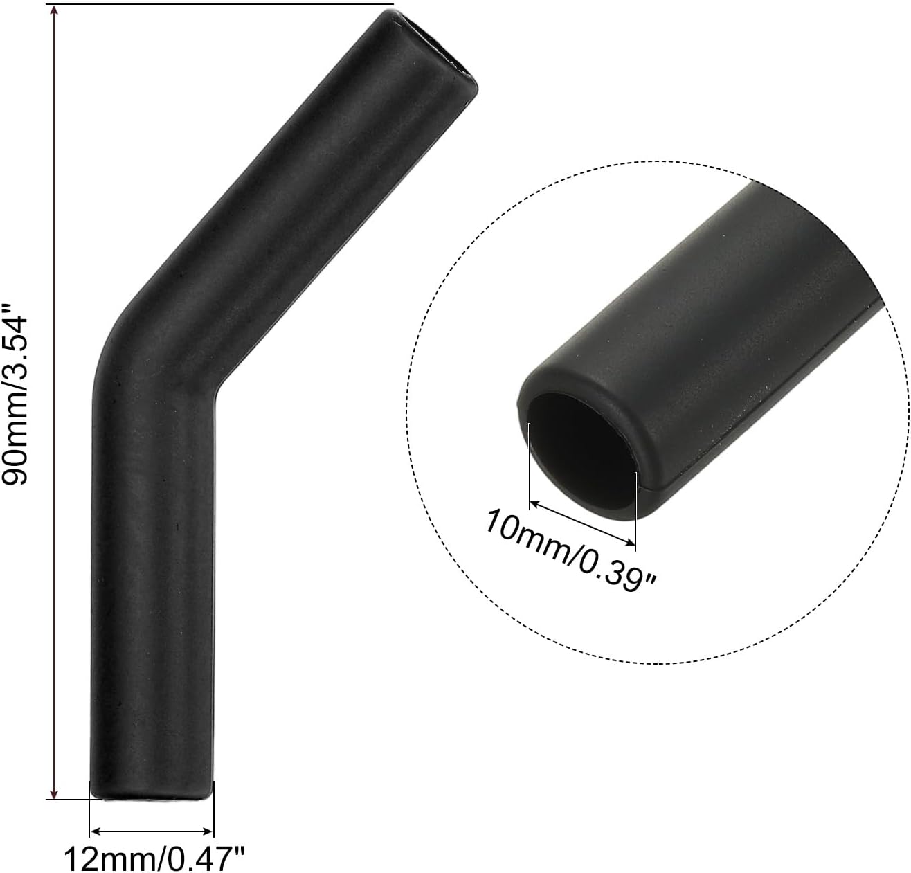 uxcell 6Pcs Silicone Straw Tips, Silicone Straw Elbows Tip, Soft Reusable Metal Straw Covers Fit for 10mm/0.39" OD Stainless Steel Straws, Black