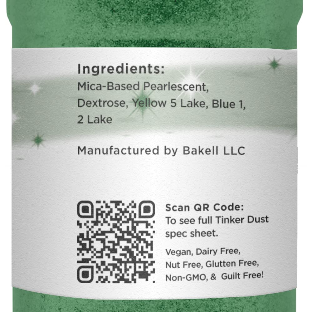 Classic Green Tinker Dust Edible Glitter (45g 1x Shaker Jar) for Food, Desserts, and Beverages!e's