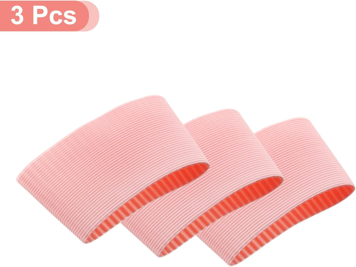 uxcell 3Pcs Coffee Cup Sleeve, Silicone Cup Sleeve Non-slip Glass Water Bottle Mug Sleeves Pink