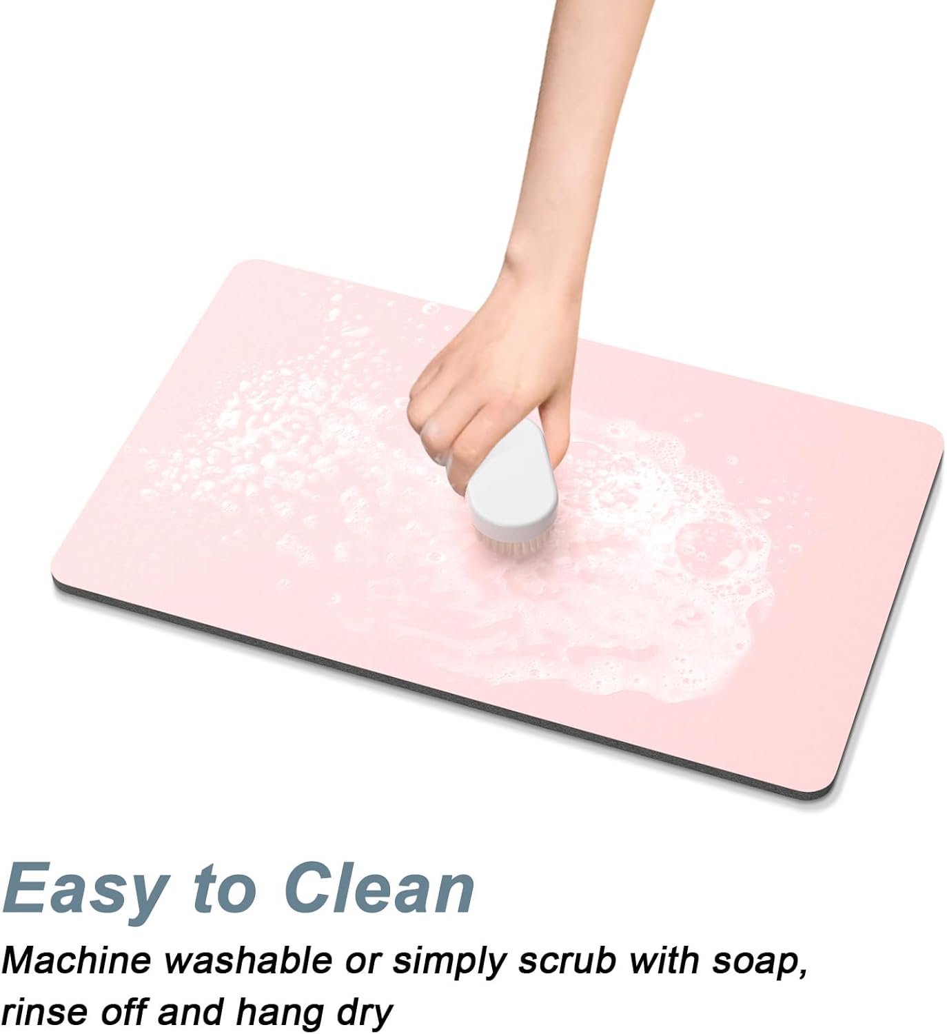 Rnivvi Coffee Mat, 12" x 19" 3MM Coffee Bar Mats for Espresso Machine Station Accessories and Organizer, Hide Stain Rubber Backed Absorbent Dish Drying Pad for Kitchen Counter, Cute Bar Decor Pad,Pink