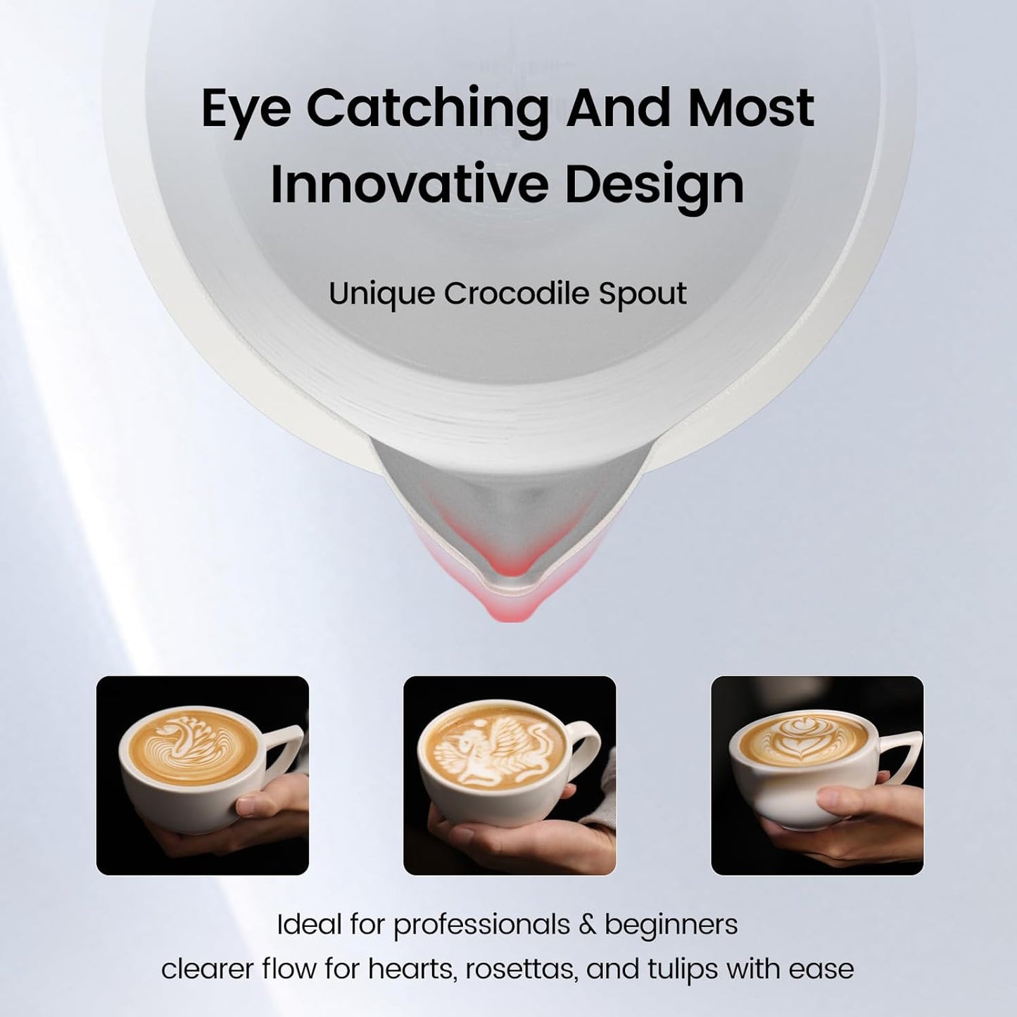 MHW-3BOMBER Milk Frothing Pitcher 16.9oz/500ml Latte Art Pitcher, Espresso Steaming Pitcher with Round Spout, Red P6741R