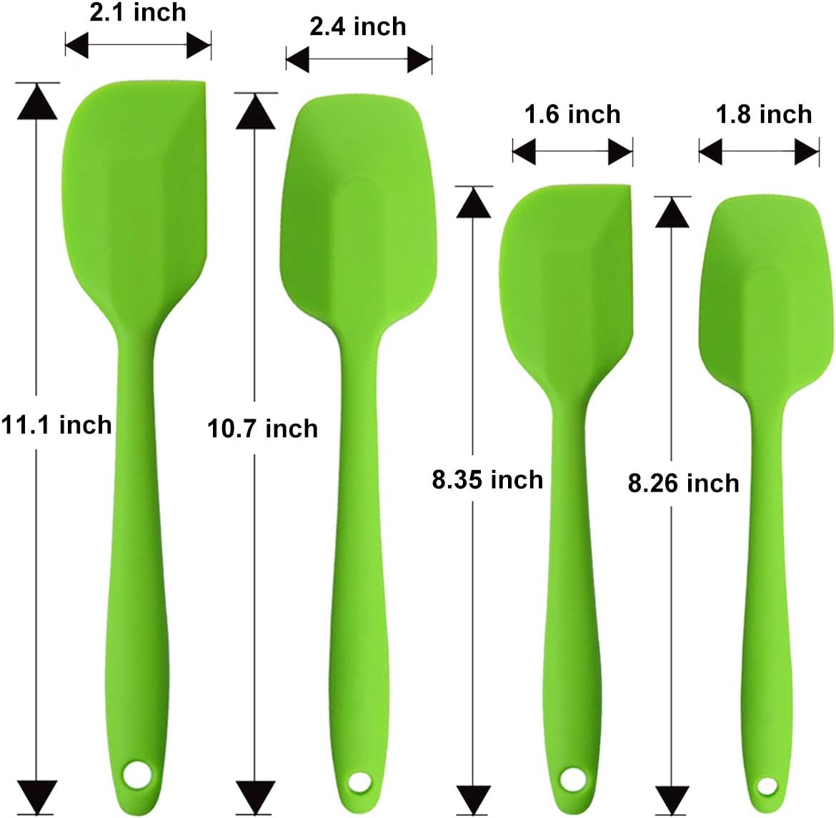 Silicone Spatulas Set, Rubber Spoon Spatula Heat Resistant Spoonula One Piece Design Seamless Spatula Non-Stick Scrapers Baking Mixing Tool (Green Set)