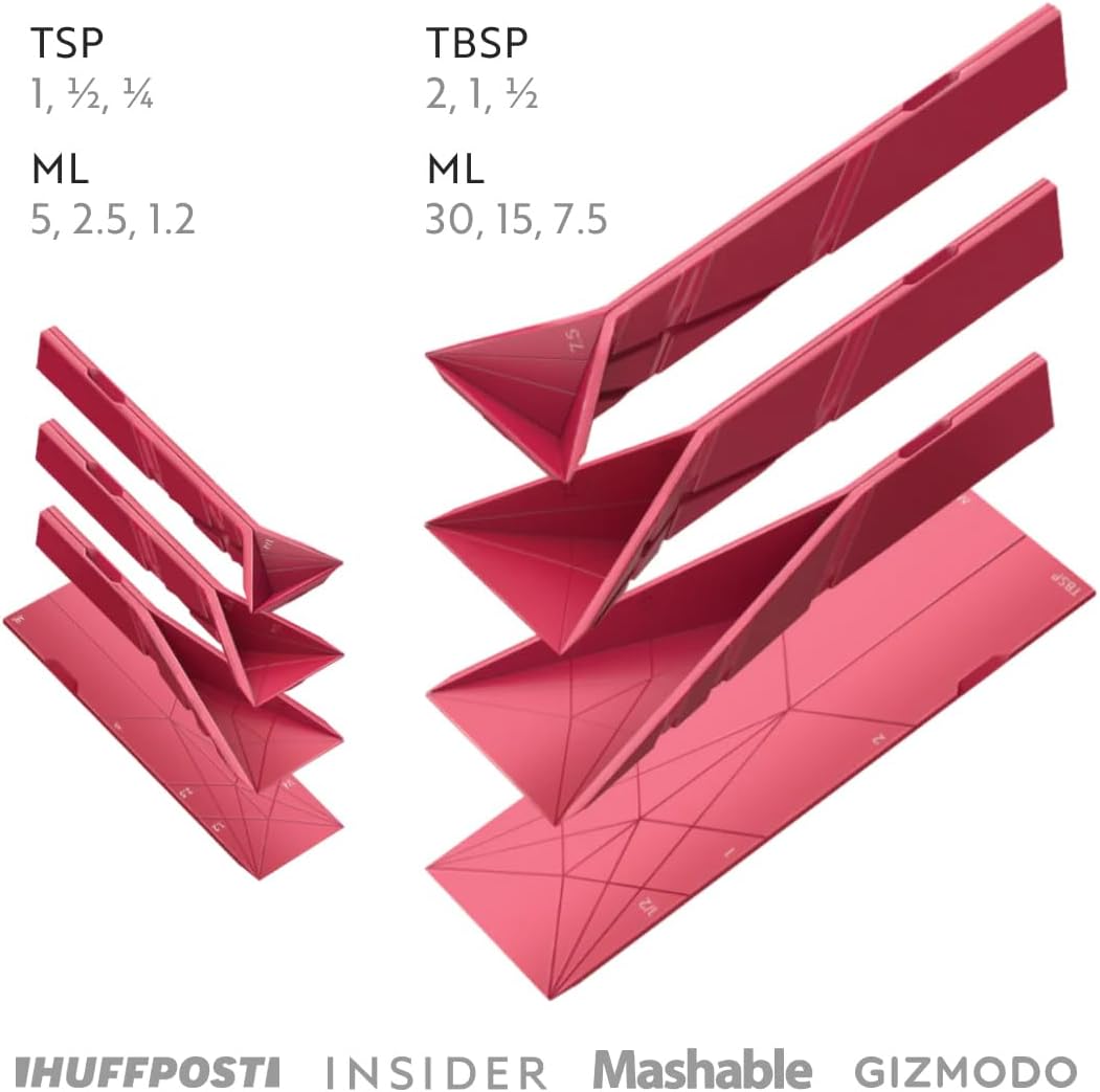 POLYGONS FLAT 3-IN-1 FOLDING MEASURING SPOONS | 2 Spoons with 6 Different Sizes (Purple)