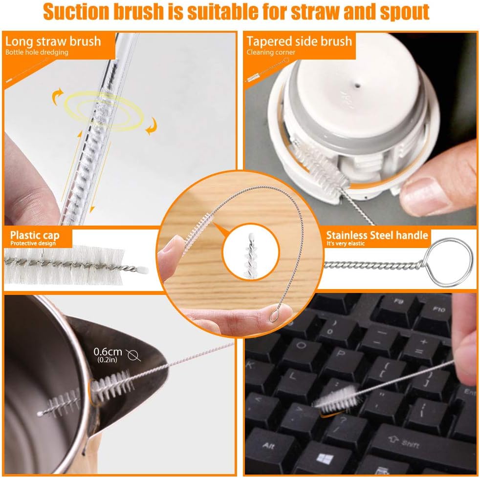 Masthome 9 Pieces Bottle Brush Set, Long Handle Bottle Cleaner for Washing Narrow Neck Wine/Beer Bottle, Hummingbird Feeder, Baby Bottle, Sports Bottle, Thermos, Flask