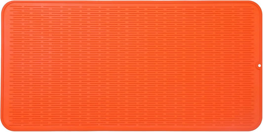 Silicone Dish Drying Mat for Multiple Usage,Easy clean,Eco-friendly,Heat-resistant Silicone Mat for Kitchen Counter or Sink,Refrigerator or Drawer Liner Orange 5XL 36inches x 18inches