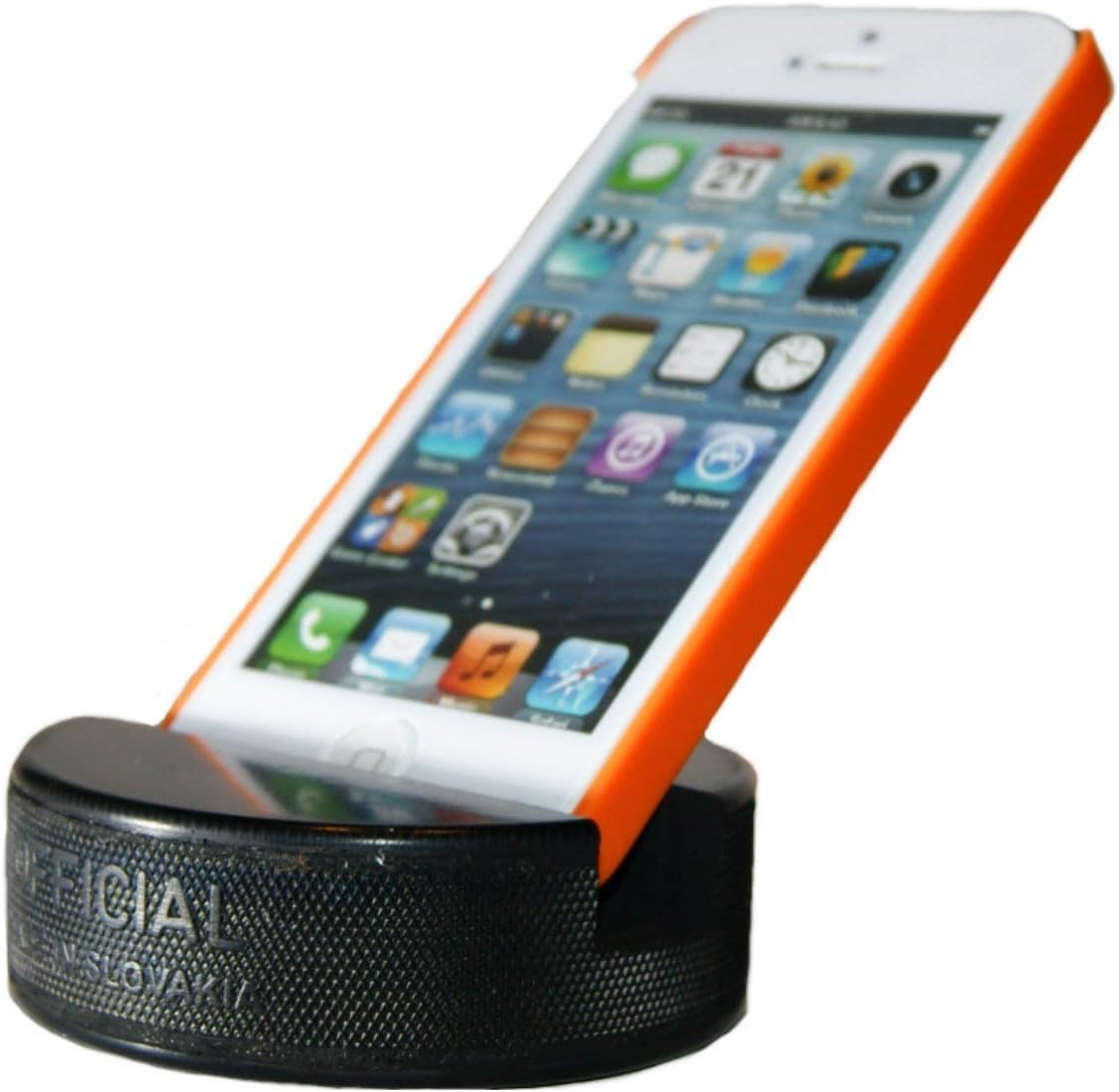 The Original Indestructible Hockey Puck Phone Stand - The Best Universal Smartphone Stand. Compatible for All iPhone/Samsung/Google/LG Smartphones. Made from a Real Hockey Puck. (4 Pack)