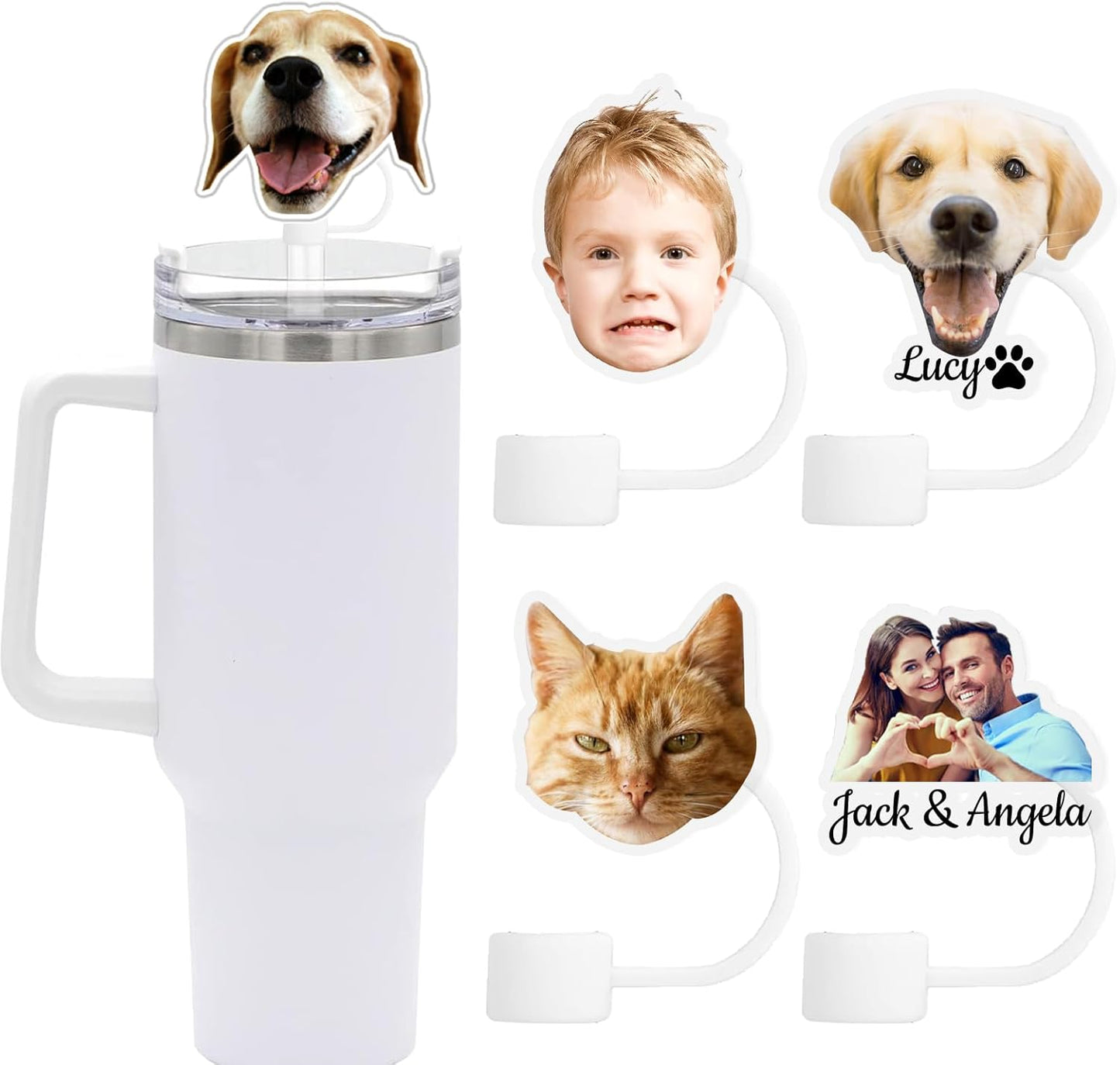 Personalized Stanley Straw Cover, Custom Silicone Straw Topper for Stanley Cups, 30 & 40 Oz TumblersReusable Straw Tips Protectors, 10mm/0.4in Straws (Custom)